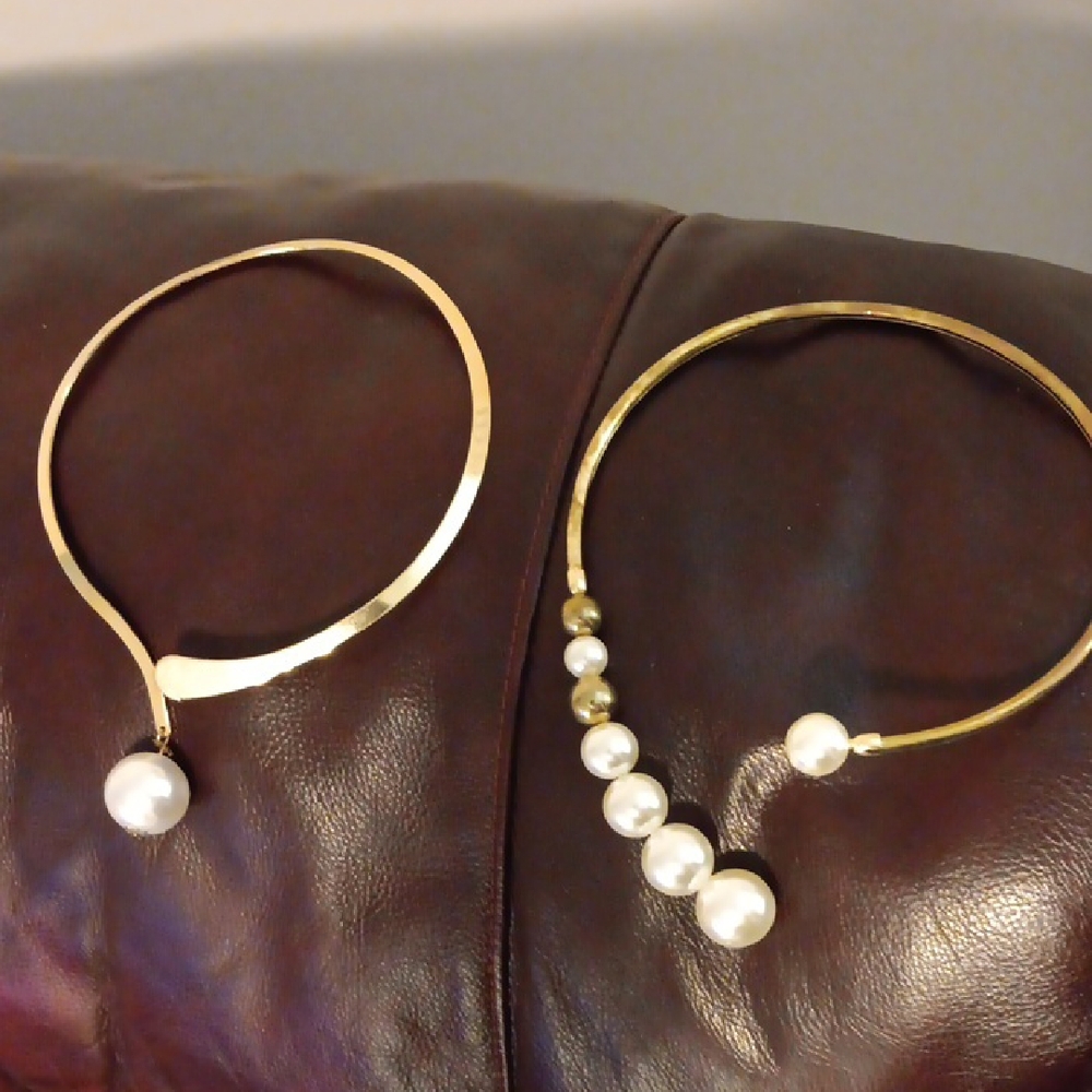 Bold Statement Gold Pearl Collar Necklace - Women Jewelry